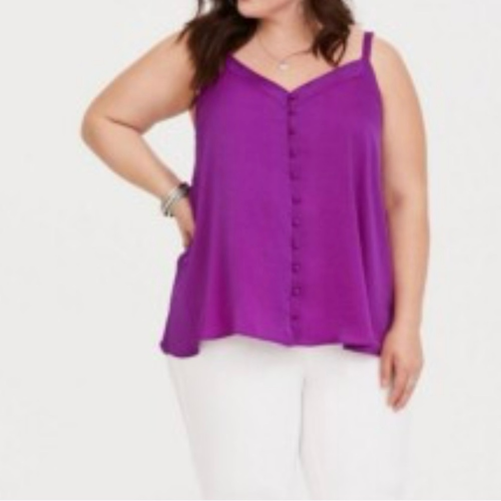 Torrid Sophie - Fuchsia Button-Loop Swing Cami Sleeveless Size 1 Plus (1X)